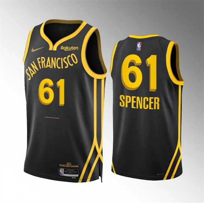 Men%27s Golden State Warriors #61 Pat Spencer Navy Statement Edition Stitched Basketball Jersey Dzhi